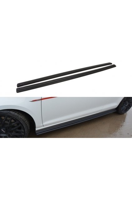 Maxton Design difuzory pod boční prahy pro Volkswagen Golf GTI Mk7, černý lesklý plast ABS