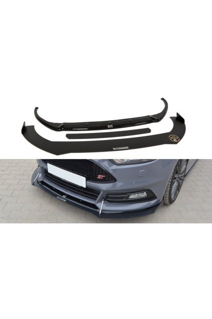 Maxton Design hybridní spoiler předního nárazníku ver.2 pro Ford Focus ST Mk3 Facelift, plast ABS bez povrchové úpravy