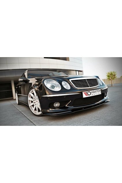 Maxton Design spoiler pod přední nárazník pro Mercedes třída E W211, černý lesklý plast ABS, předfacelift, r.v. 2002-2006