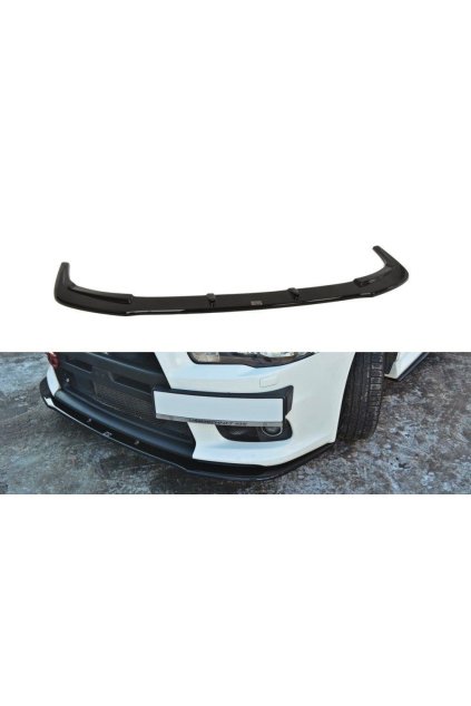 Maxton Design spoiler pod přední nárazník ver.1 pro Mitsubishi Lancer Evo Mk10, černý lesklý plast ABS