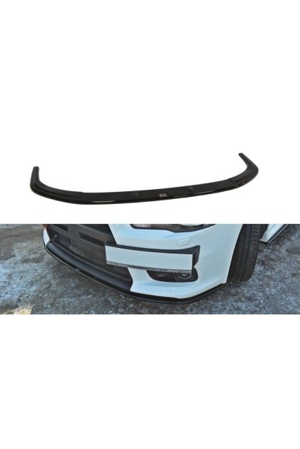 Maxton Design spoiler pod přední nárazník ver.2 pro Mitsubishi Lancer Evo Mk10, černý lesklý plast ABS