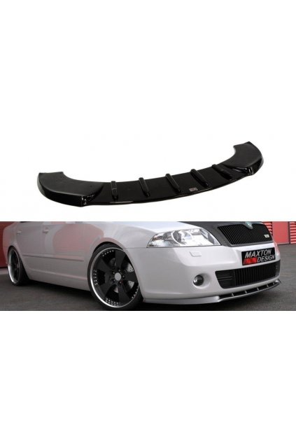 Maxton Design spoiler pod přední nárazník RS před faceliftem pro Škoda Octavia RS Mk2, černý lesklý plast ABS