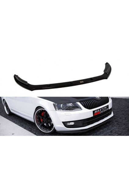 Maxton Design spoiler pod přední nárazník ver.2 pro Škoda Octavia Mk3, černý lesklý plast ABS