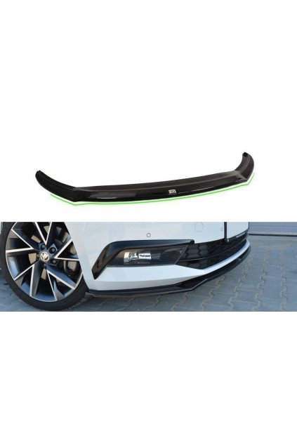 Maxton Design spoiler pod přední nárazník ver.2 pro Škoda Superb Mk3, černý lesklý plast ABS