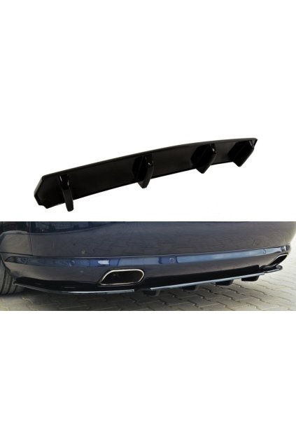 Maxton Design středový spoiler zadního nárazníku s žebrováním pro Audi A8 D3, černý lesklý plast ABS