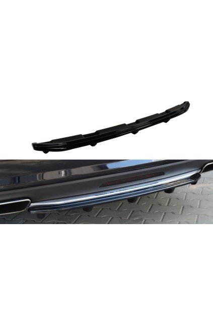 Maxton Design středový spoiler zadního nárazníku pro Mercedes CLS C 218/AMG-Line, černý lesklý plast ABS, s žebrováním