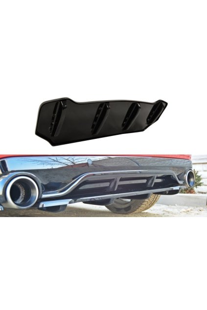 Maxton Design středový spoiler zadního nárazníku s žebrováním pro Peugeot 308 Mk2 GTI, černý lesklý plast ABS