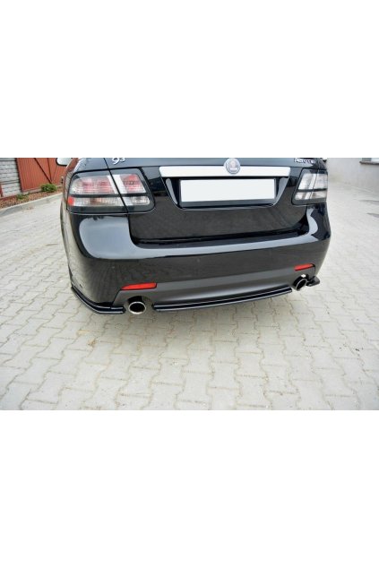 Maxton Design středový spoiler pod zadní nárazník pro Saab 9-3 Aero/Mk2 Facelift, černý lesklý plast ABS