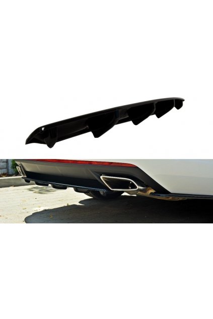Maxton Design středový spoiler zadního nárazníku pro Škoda Octavia RS Mk3, Mk3, černý lesklý plast ABS, Hatchback / Estate