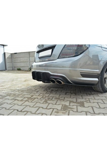 Maxton Design difuzor zadního nárazníku s bočními nástavci pro Mercedes třída C W204/AMG-Line, plast ABS bez povrchové úpravy