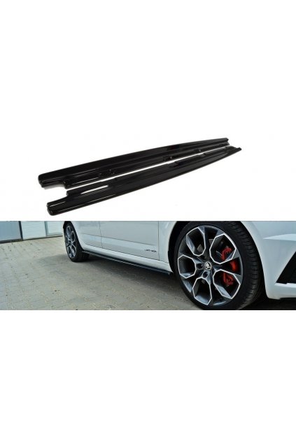 Maxton Design difuzory pod boční prahy pro Škoda Octavia RS Facelift Mk3, plast ABS bez povrchové úpravy