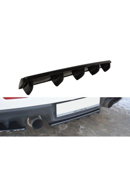 Maxton Design středový spoiler zadního nárazníku s žebrováním pro Mitsubishi Lancer Evo Mk10, carbon-Look