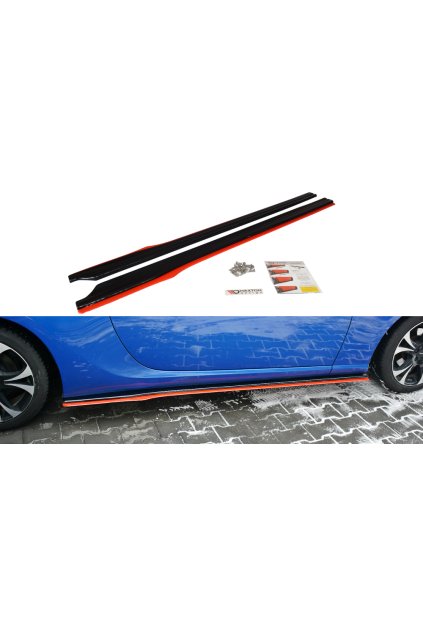 Maxton Design difuzory pod boční prahy ver.2 pro Subaru BRZ Mk1 Facelift, carbon-Look, s červenou linkou