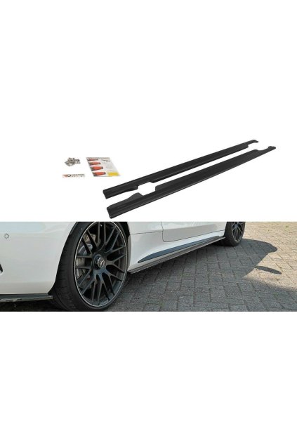 Maxton Design difuzory pod boční prahy pro Mercedes třída C W205/C63 AMG, černý lesklý plast ABS, Coupe