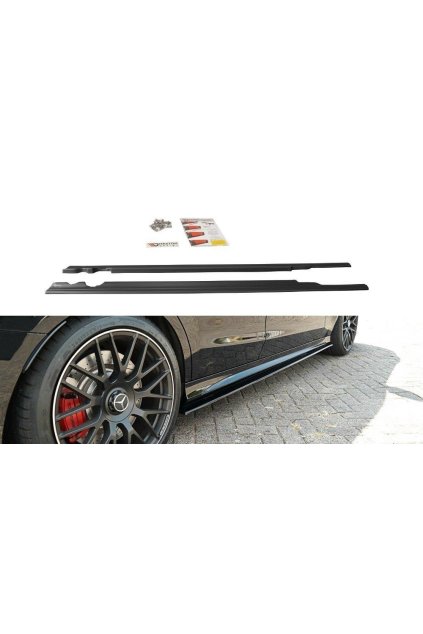 Maxton Design difuzory pod boční prahy pro Mercedes třída C W205/C63 AMG, černý lesklý plast ABS, Combi