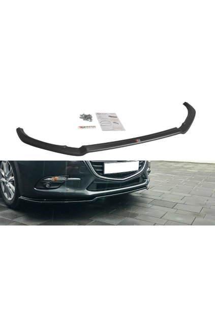 Maxton Design spoiler pod přední nárazník ver.1 pro Mazda 3 Mk3 Facelift, černý lesklý plast ABS