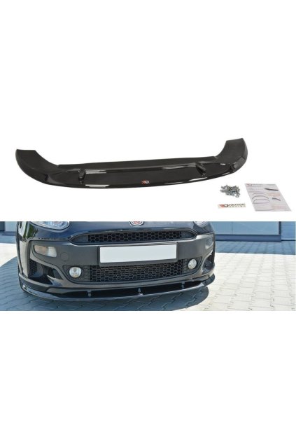 Maxton Design spoiler pod přední nárazník pro Fiat Grande Punto Punto Evo Abarth, černý lesklý plast ABS