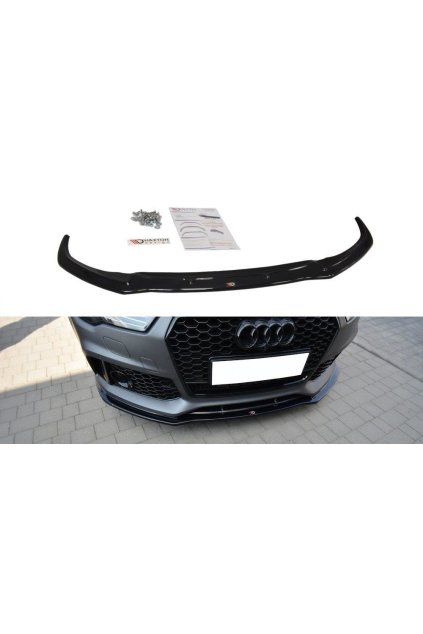 Maxton Design spoiler pod přední nárazník ver.1 pro Audi RS7 C7 FL, černý lesklý plast ABS