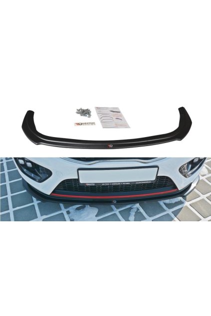 Maxton Design spoiler pod přední nárazník ver.1 pro Kia Cee'd Mk 2/Pro Cee'd GT, černý lesklý plast ABS