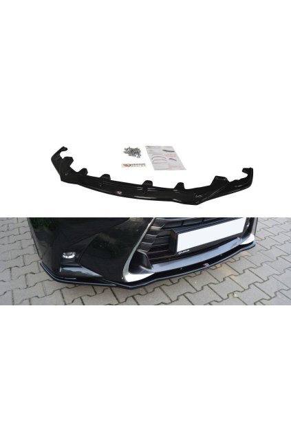 Maxton Design spoiler pod přední nárazník ver.1 pro Lexus GS Mk4 Facelift, černý lesklý plast ABS