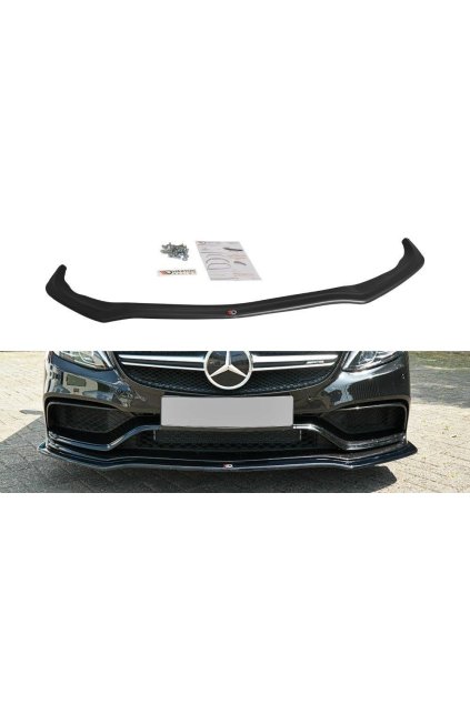 Maxton Design spoiler pod přední nárazník ver.1 pro Mercedes třída C W205/C63 AMG, černý lesklý plast ABS, Combi