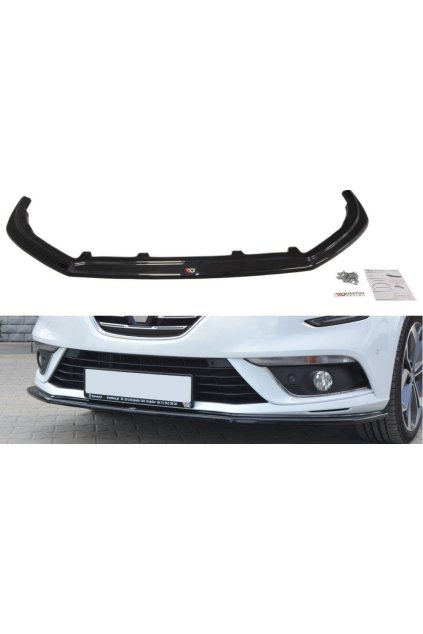 Maxton Design spoiler pod přední nárazník ver.1 pro Renault Megane Mk4, černý lesklý plast ABS