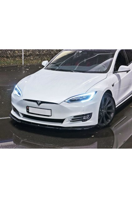 Maxton Design spoiler pod přední nárazník ver.1 pro Tesla Model S, černý lesklý plast ABS