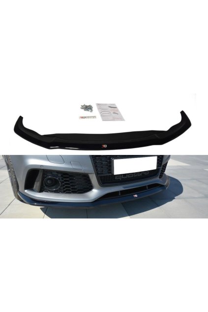 Maxton Design spoiler pod přední nárazník ver.2 pro Audi RS7 C7 FL, černý lesklý plast ABS
