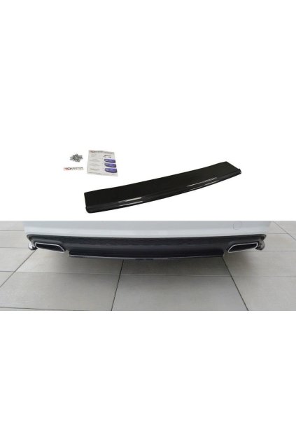 Maxton Design středový spoiler zadního nárazníku pro Audi A6 C7 FL, černý lesklý plast ABS