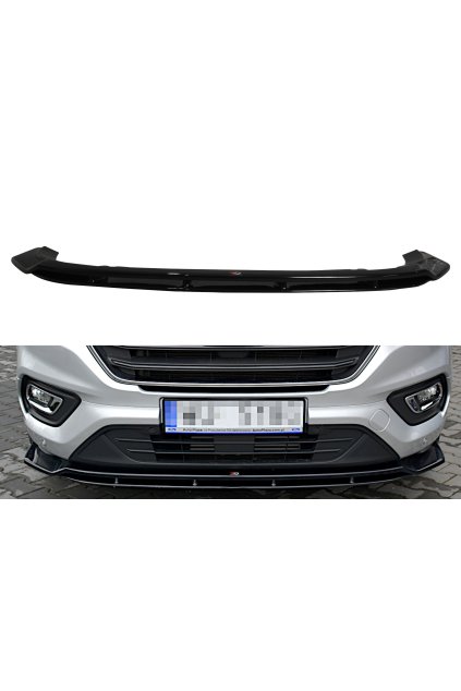 Maxton Design spoiler pod přední nárazník pro Ford Transit Custom Facelift, černý lesklý plast ABS