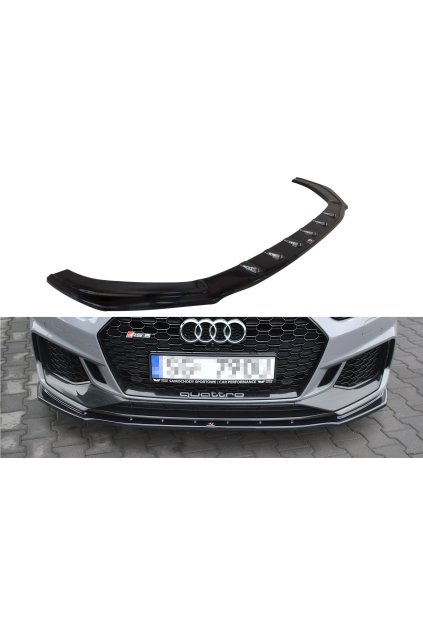 Maxton Design spoiler pod přední nárazník ver.1 pro Audi RS5 F5, černý lesklý plast ABS