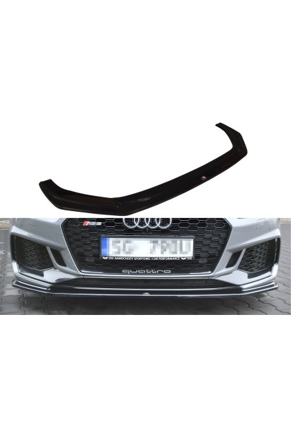 Maxton Design spoiler pod přední nárazník ver.2 pro Audi RS5 F5, černý lesklý plast ABS