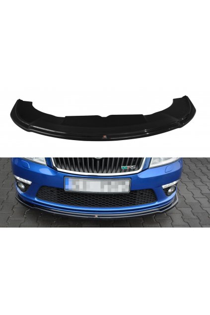 Maxton Design spoiler pod přední nárazník ver.2 pro Škoda Octavia RS Mk2 Facelift, černý lesklý plast ABS