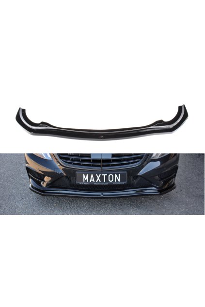 Maxton Design spoiler pod přední nárazník ver.1 pro Mercedes třída S W222/AMG-Line, černý lesklý plast ABS