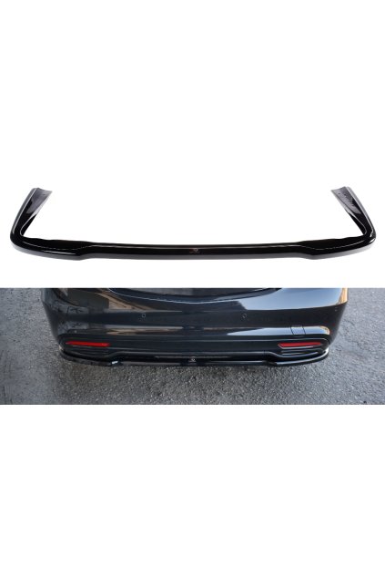 Maxton Design středový spoiler zadního nárazníku pro Mercedes třída S W222/AMG-Line, černý lesklý plast ABS