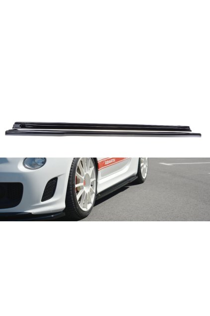 Maxton Design difuzory pod boční prahy pro Fiat 500/595/695 Abarth Mk1, černý lesklý plast ABS