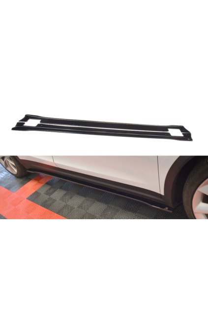 Maxton Design difuzory pod boční prahy ver.2 pro Tesla Model X Mk1, černý lesklý plast ABS