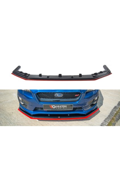 Maxton Design spoiler pod přední nárazník ver.4 pro Subaru Impreza Mk4, černý lesklý plast ABS, s červenou linkou