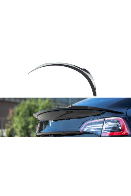 Maxton Design prodloužení spoileru pro Tesla Model 3 Mk1, černý lesklý plast ABS
