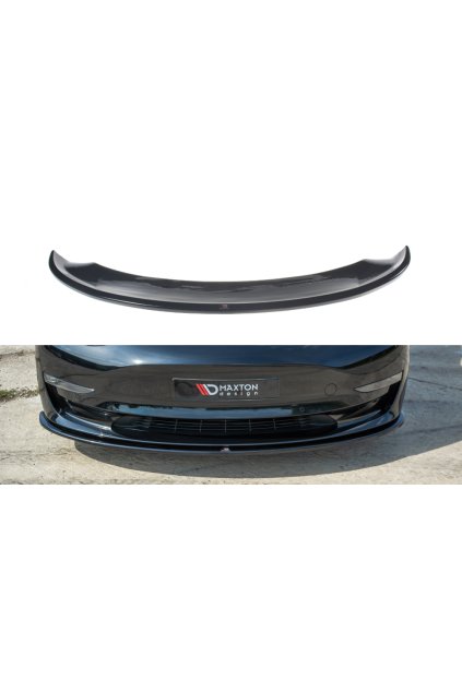 Maxton Design spoiler pod přední nárazník pro Tesla Model 3 Mk1, černý lesklý plast ABS