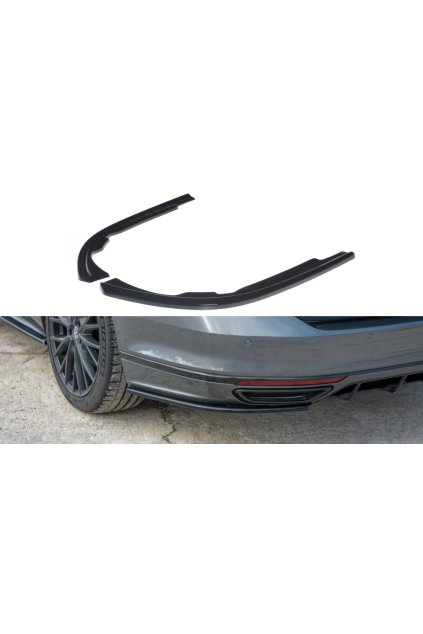 Maxton Design boční difuzory pod zadní nárazník pro Volkswagen Passat Mk8 (B8), černý lesklý plast ABS, R-Line