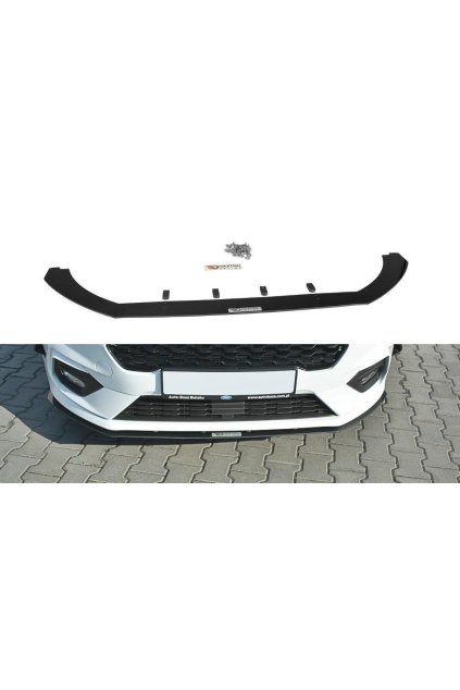 Maxton Design "Racing" spoiler pod přední nárazník ver.2 pro Ford Fiesta, Fiesta ST Mk8, černý lesklý plast ABS