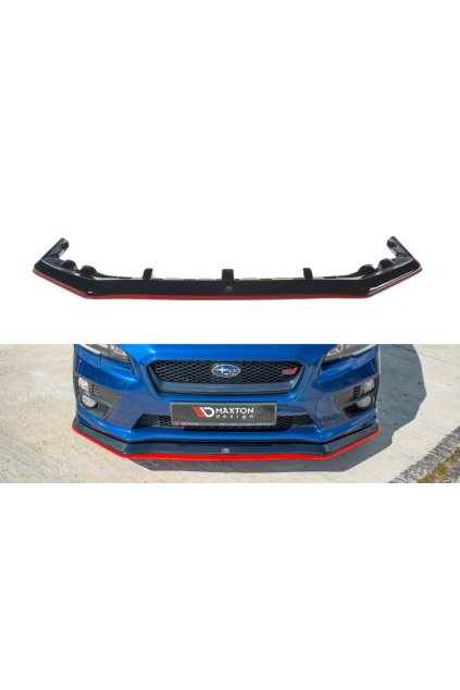 Maxton Design spoiler pod přední nárazník ver.3 pro Subaru Impreza Mk4, černý lesklý plast ABS, s červenou linkou