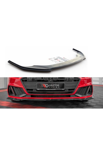 Maxton Design spoiler pod přední nárazník ver.1 pro Audi A7 C8 S-Line, černý lesklý plast ABS