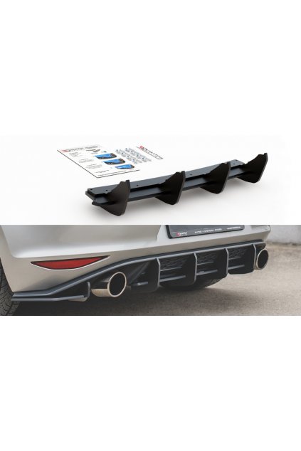 Maxton Design "Racing durability" zadní difuzor ver.1 pro Volkswagen Golf GTI Mk7, plast ABS bez povrchové úpravy, s červenou linkou