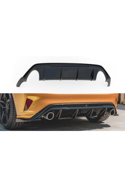 Maxton Design vložka zadního nárazníku ver.3 pro Ford Focus ST Mk4, černý lesklý plast ABS