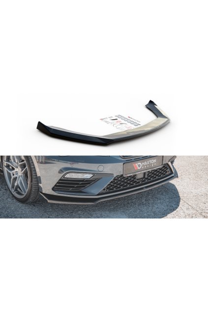 Maxton Design spoiler pod přední nárazník ver.7 pro Seat Leon Cupra Mk3 Facelift, černý lesklý plast ABS