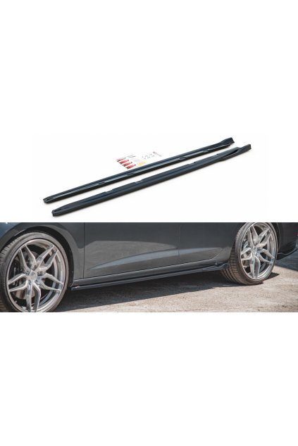Maxton Design difuzory pod boční prahy ver.4 pro Seat Leon Cupra Mk3 Facelift, černý lesklý plast ABS