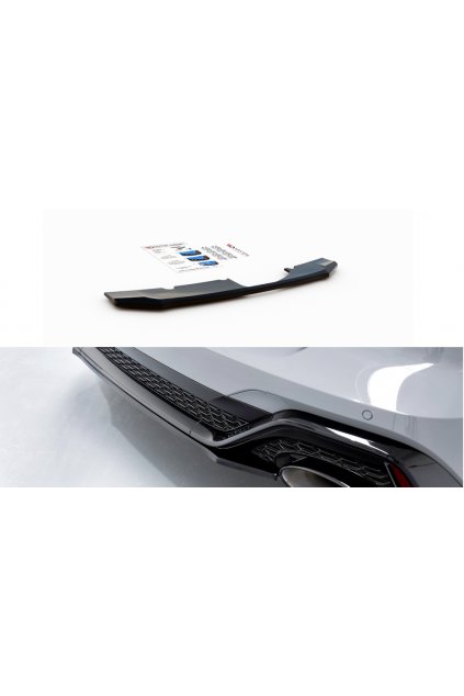 Maxton Design středový spoiler zadního nárazníku pro Audi RS6 C8, černý lesklý plast ABS