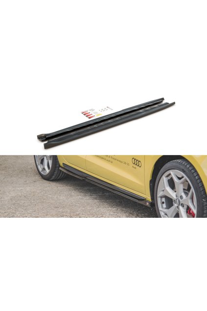 Maxton Design difuzory pod boční prahy pro Audi A1 GB, černý lesklý plast ABS